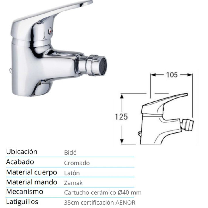 GRIFO BIDE MONOMANDO SERIE FICUS H2O GRIFO BIDE MONOMANDO SERIE FICUS H2O