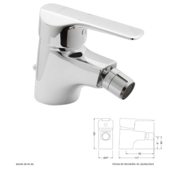 GRIFO BIDE MONOMANDO CROMADO K8 GENEBRE