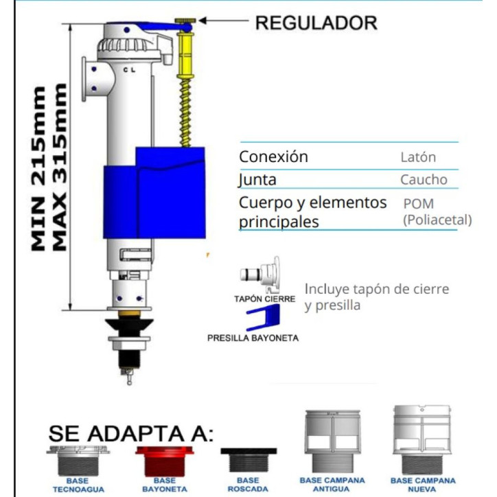 GRIFO LLENADO CISTERNA WC UNIVERSAL VH DUAL H2O