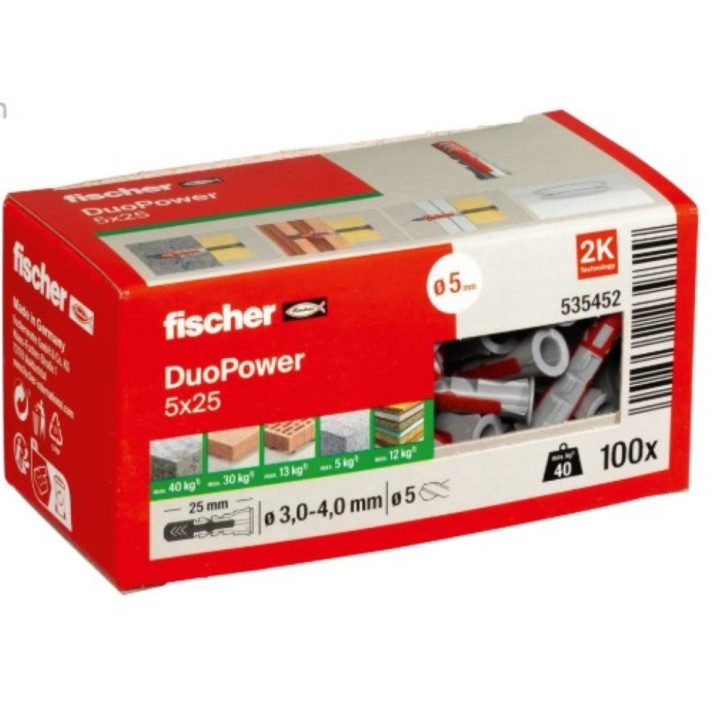 TACO NYLON DUOPOWER 5X25 CAJA 100 UDS 2K FISCHER