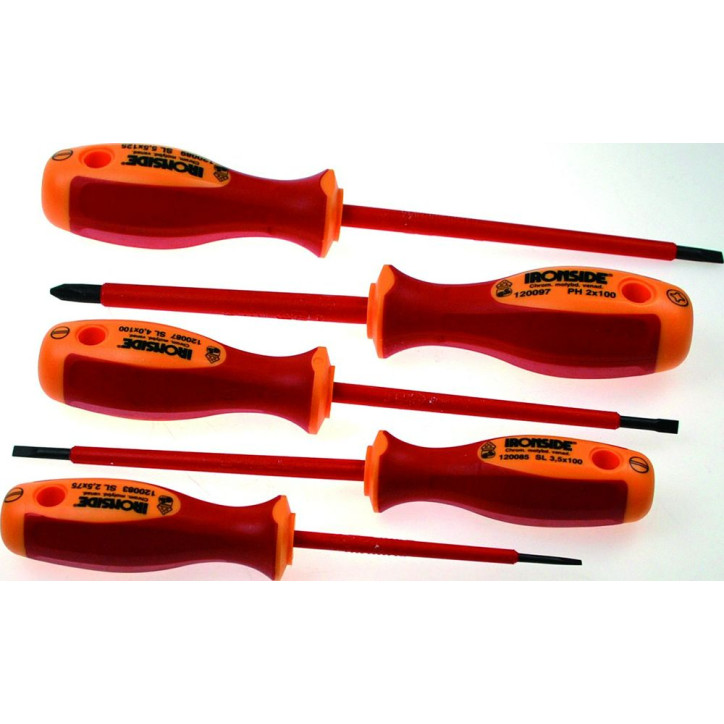JUEGO DESTORNILLADOR AISLADO B.PLANA/PH 5PZAS IRONSIDE