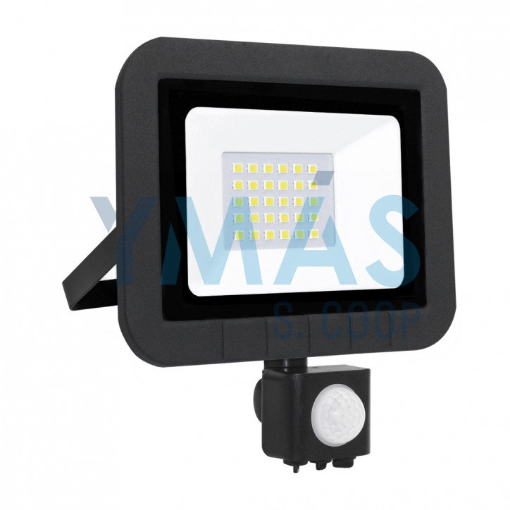 FOCO PROYECTOR LED SENSOR PLANO NEGRO 20W.F