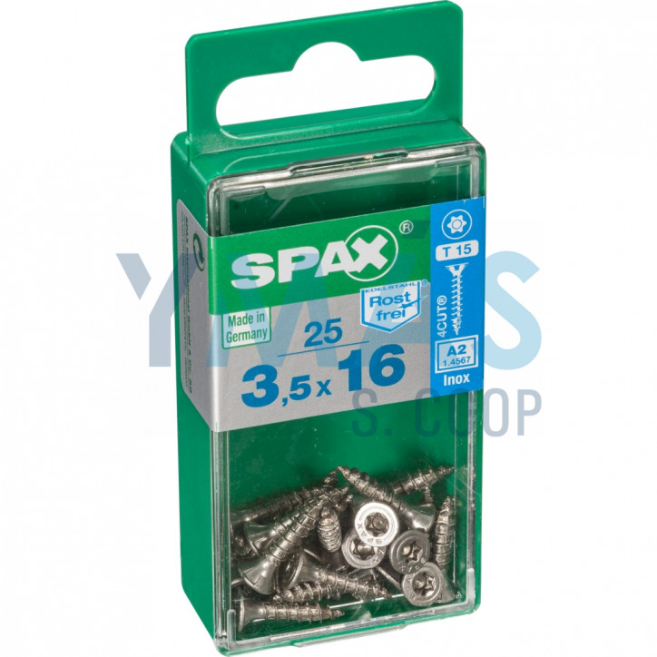 TIRAFONDO INOX A2 TORX 3.5X16 C25