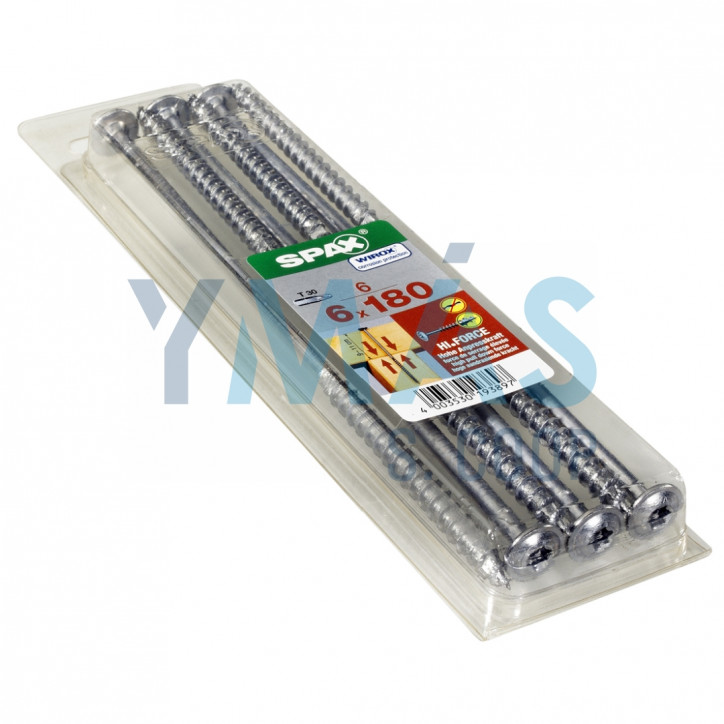 TIRAFONDO TORX C/ARANDELA FORCE WIROX 6X180 C6