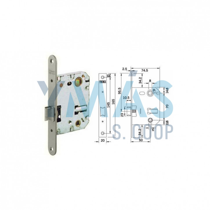 PICAPORTE UNIFICADO 134U5RHN 70MM ENTRE EJES HN