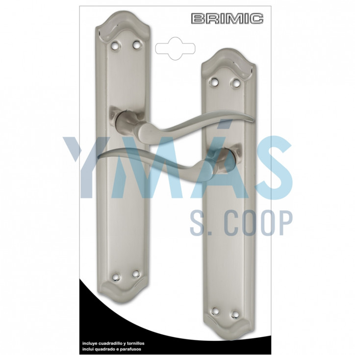 MANILLA C/PLACA CURVO SERIE 202 NIQUEL 256X47MM