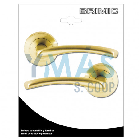 MANILLA C/ROSETA CURVO SERIE 909 LATON 125X50MM