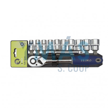 JUEGO LLAVES CARRACA + VASOS 1/2" 72 D 12 UNIDADES