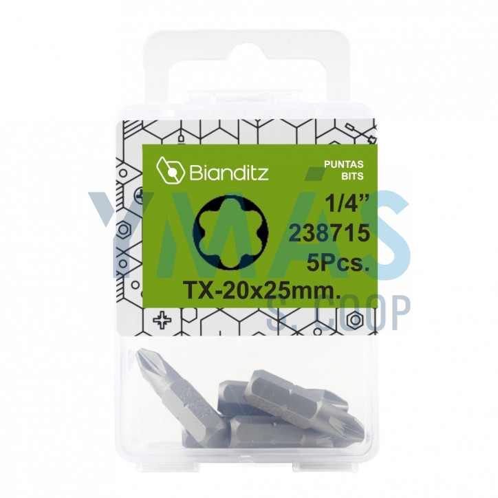 PUNTA ATORNILLAR TORX 30X25 1/4 5 UNID