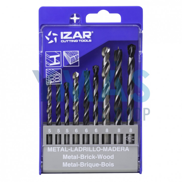JUEGO BROCAS PARED METAL MADERA 5-6-8MM 9 UNID