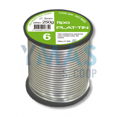 ESTAÑO EN ROLLO SN CU TIPO PLATA 6% 2MM 250GR