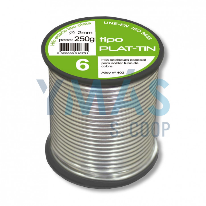 ESTAÑO EN ROLLO SN CU TIPO PLATA 6% 2MM 250GR