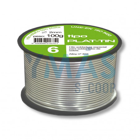 ESTAÑO EN ROLLO SN CU TIPO PLATA 6% 2 MM  100GR