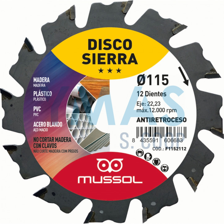 DISCO SIERRA MULTIUSO 115 22,2MM ANTIRETROCESO