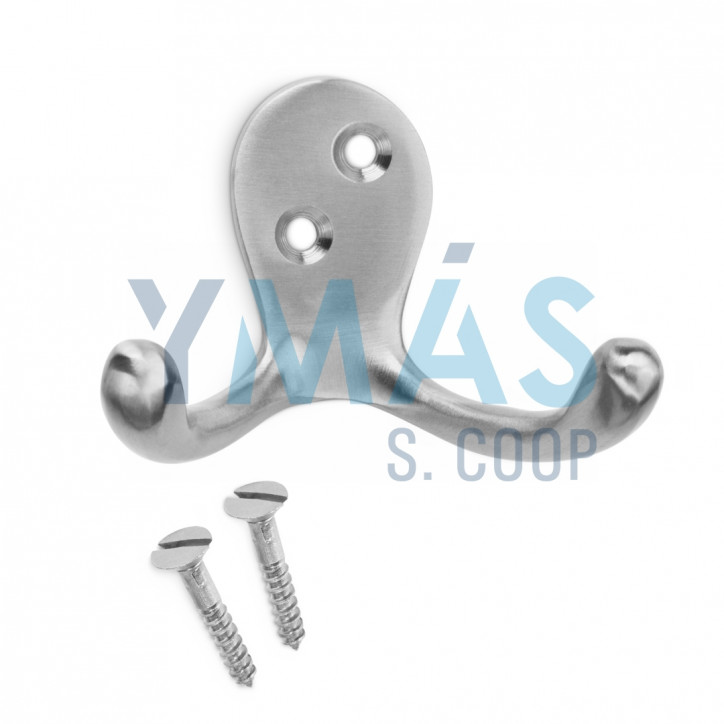 PERCHA CLASICA DOBLE LATON NIQUEL SATINADO