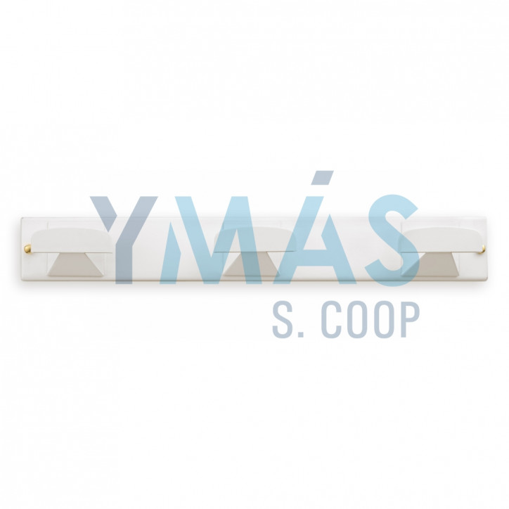 PERCHA ACERO INOX BLANCO 3 GANCHOS 45X330X40MM