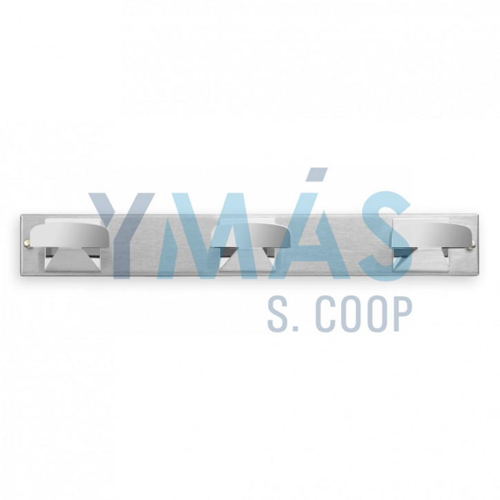PERCHA ACERO INOX CROMADO 3 GANCHOS 45X330X40MM