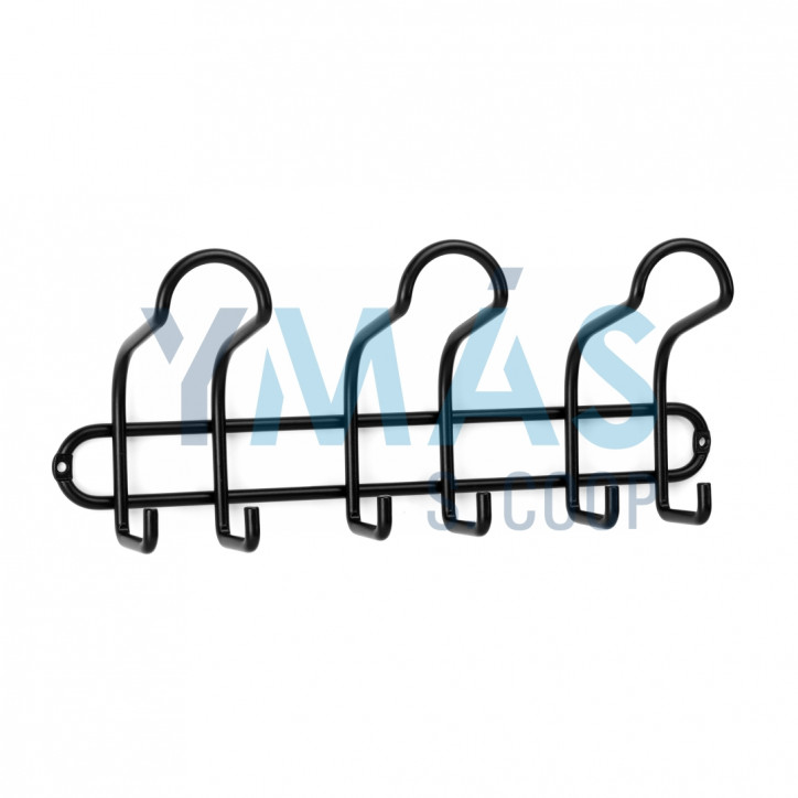 PERCHA ACERO INOX NEGRO 3 GANCHOS 375x150x90MM