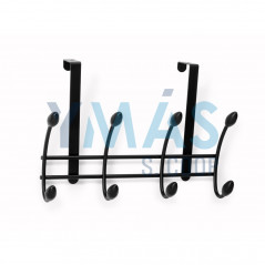 PERCHA ACERO INOX NEGRO 4 GANCHOS 208x306x109MM