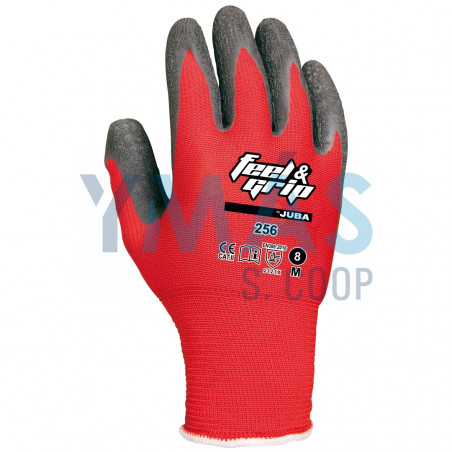 GUANTE FEEL&GRIP NYLON LATEX ROJO 9