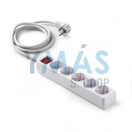 BASE MULTIPLE 5 TOMAS 1,5M INTERRUPTOR BLANCO