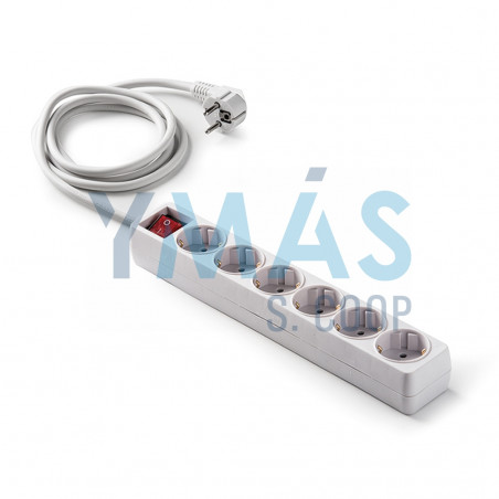 BASE MULTIPLE 6 TOMAS 1,5M INTERRUPTOR BLANCA
