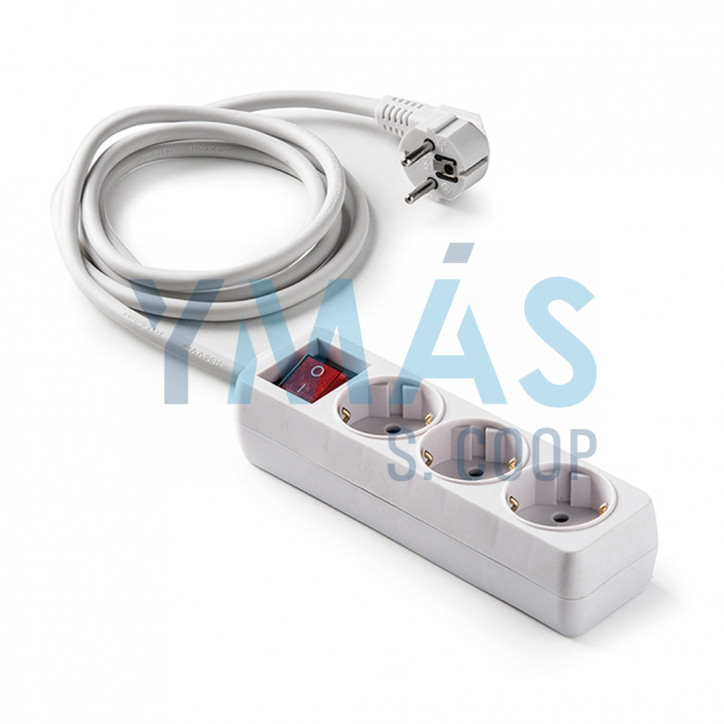 BASE MULTIPLE 3 TOMAS TT INTERRUPTOR BLANCO 3M