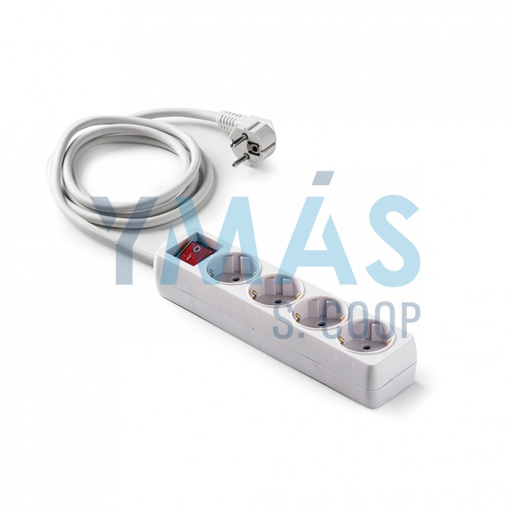 BASE MULTIPLE 4 TOMAS TT INTERRUPTOR BLANCO 3M