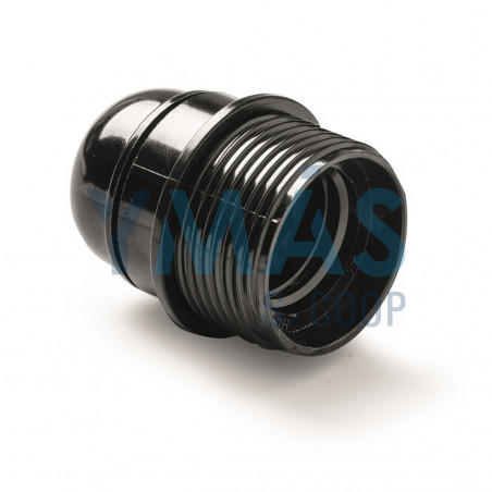 PORTALAMPARAS ROSCADA CON TOPE E-27 NEGRO