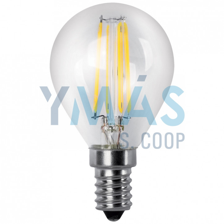 LAMPARA LED ESFERICA FILAMENTO E14 4W CALIDA 350LM