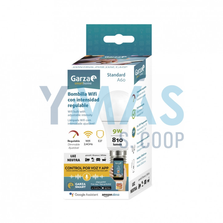 BOMBILLA STD DIM SMART WIFI E27 9W 810LM 40K