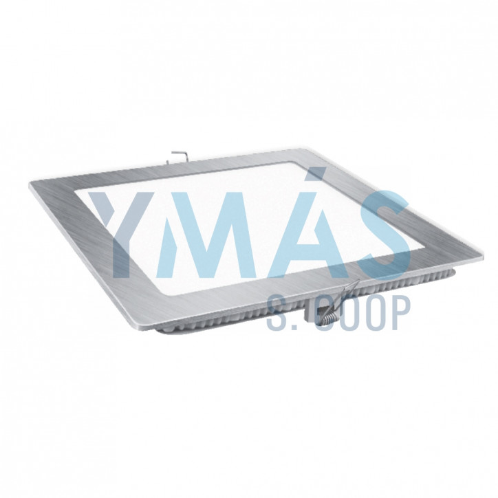 DOWNLIGHT LED CUADRADO PLATA PLANO 18W LUZ NEUTRA