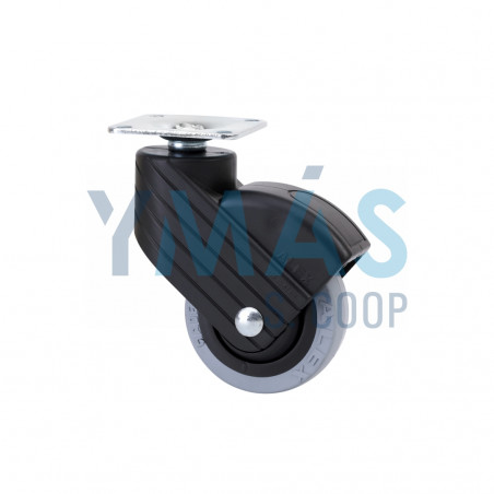 RUEDA GIRATORIA HP NYLON GOMA D50 NEGRA 42X42 22KG