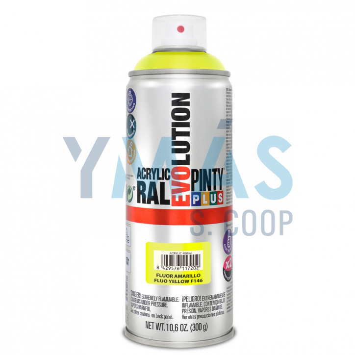 PINTURA SPRAY ACRILICA AMARILLO FLUORESCENTE 400ML