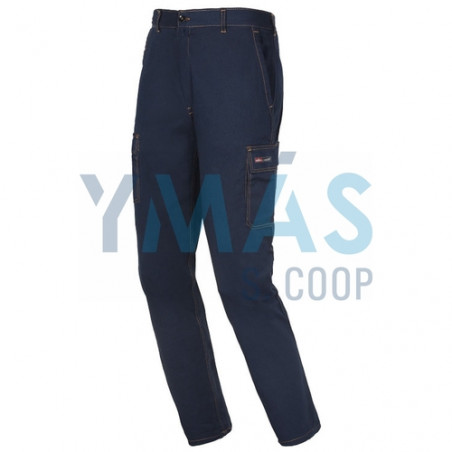 PANTALON ALGODON EASY STRETCH AZUL T-M 260GR
