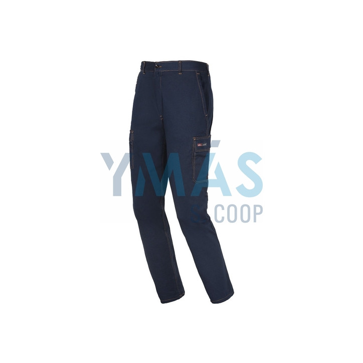 PANTALON ALGODON EASY STRETCH AZUL T-S 260GR