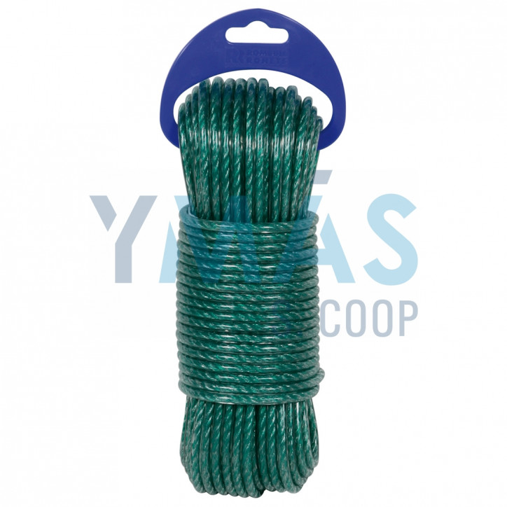 CUERDA CABLEADA PLASTIFICADO 4 CABOS 5MM VERDE 15M
