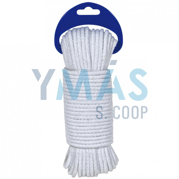 CUERDA ALGODON 4.5MM TRENZADA BLANCO 10M