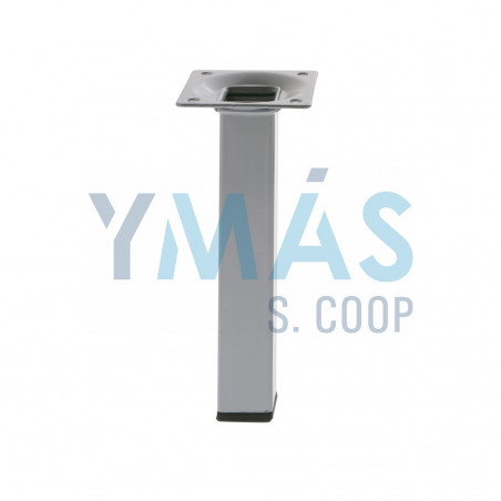 PATA MESA CUADRADA 25X25X200MM ACERO PLATA