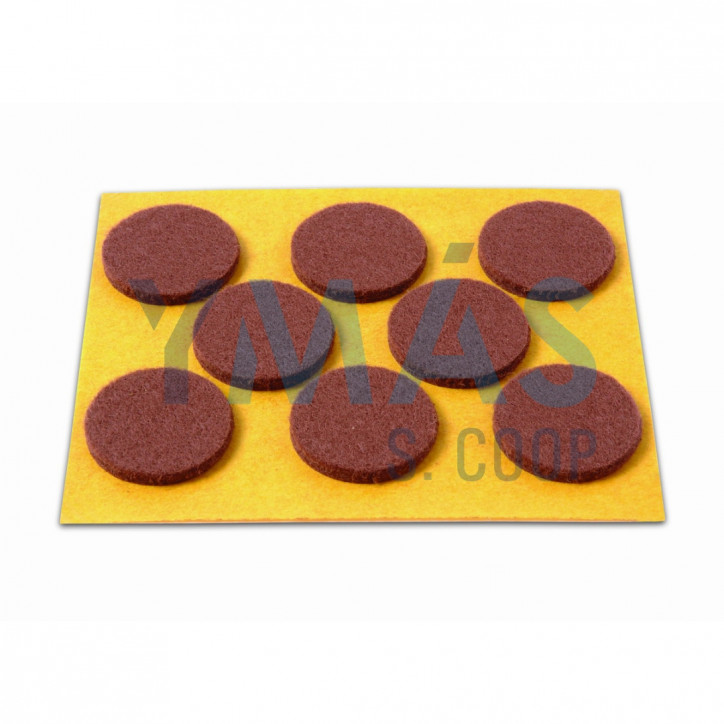 FIELTRO REDONDO ADHESIVO 25MM 8 UNIDADES MARRON