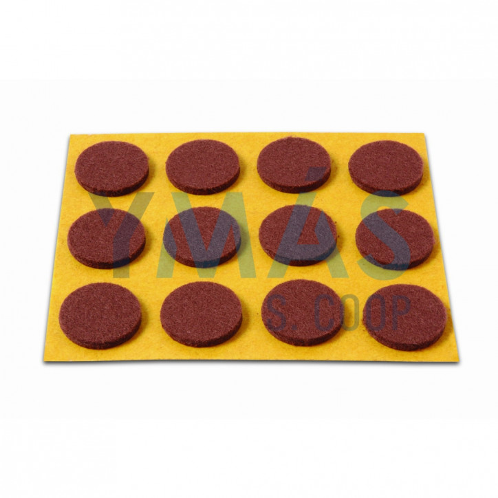 FIELTRO REDONDO ADHESIVO 20MM 12 UNIDADES MARRON