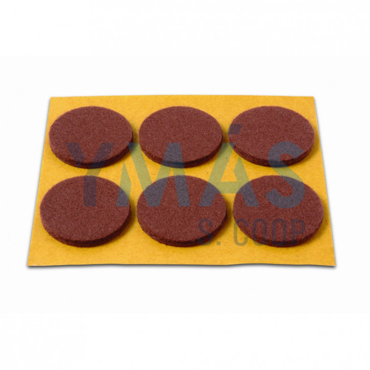 FIELTRO REDONDO ADHESIVO 30MM 6 UNIDADES MARRON
