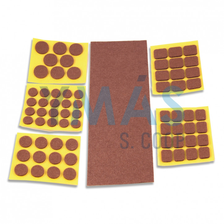 FIELTRO ADHESIVO SURTIDO 69 UNIDADES MARRON