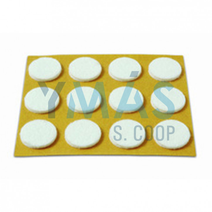 FIELTRO REDONDO ADHESIVO 20MM 12 UNIDADES BLANCO