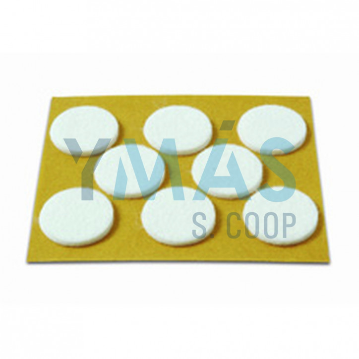 FIELTRO REDONDO ADHESIVO 25MM 8 UNIDADES BLANCO