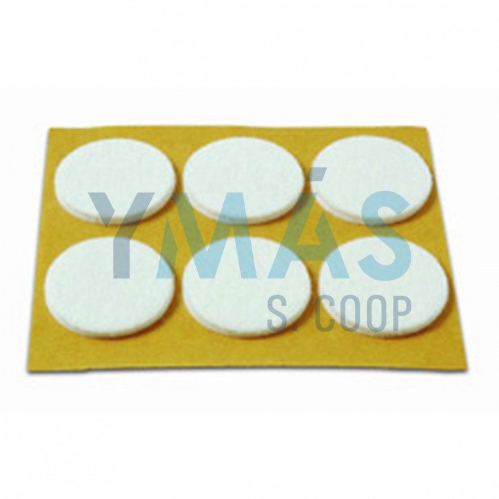 FIELTRO REDONDO ADHESIVO 30MM 6 UNIDADES BLANCO