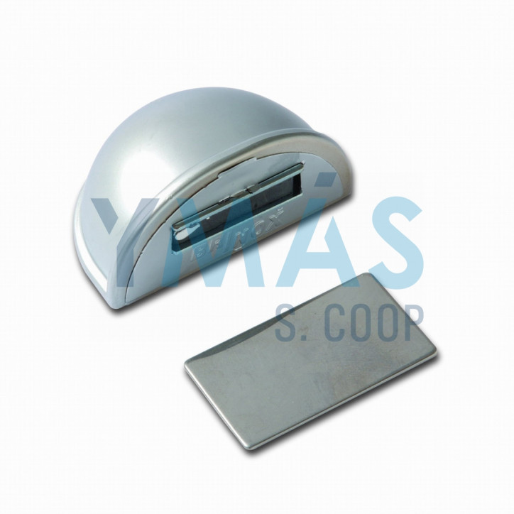 TOPE PUERTA ADHESIVO CON RETENEDOR CROMADO MATE