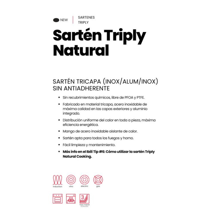 Sartén Triply Natural IBILI 24 cm