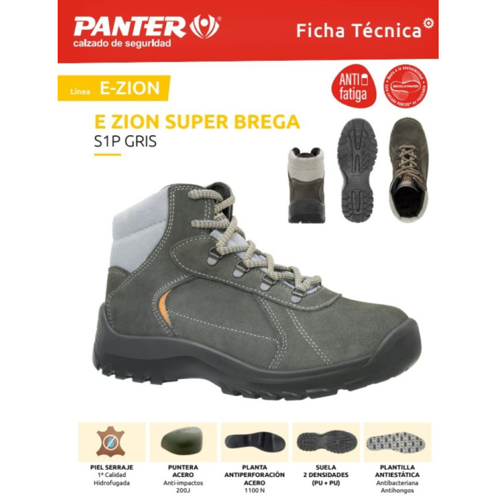 BOTA ZION SUPER BREGA S1P T-39 GRIS PANTER