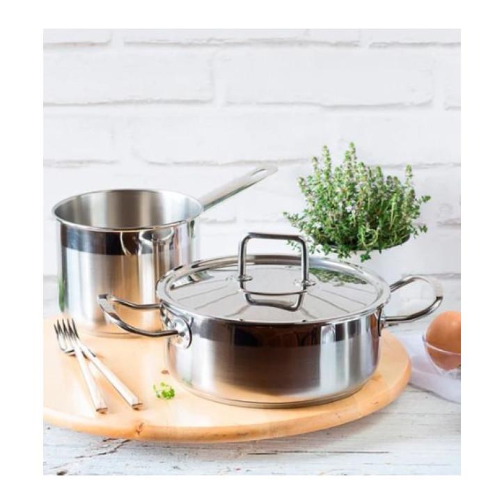 CACEROLA PROFESIONAL INOX CON TAPA 22 CM BRA